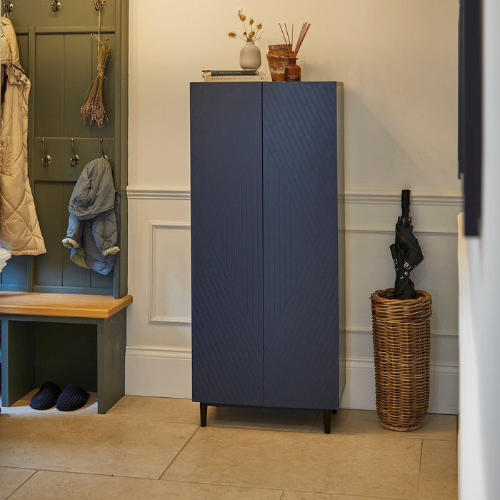 Jack Geometric Blue Push 2 Door Shoe Cabinet - Laura James