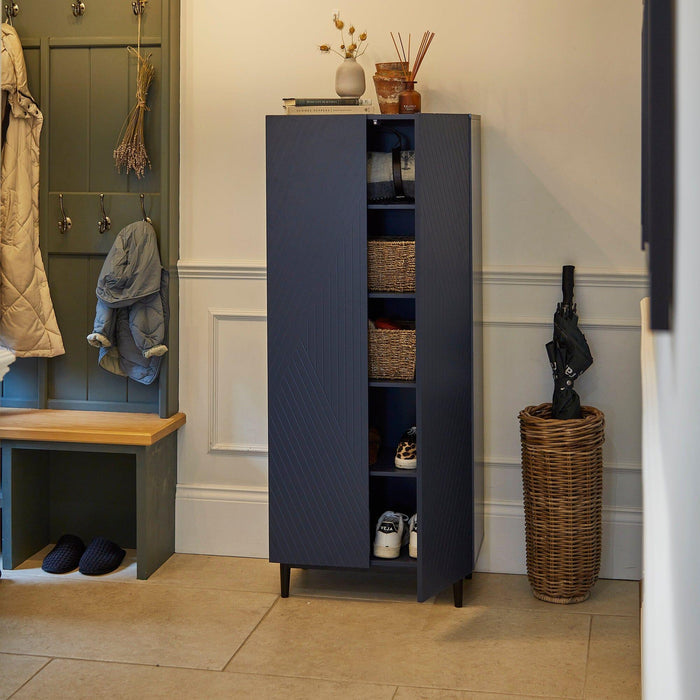 Jack Geometric Blue Push 2 Door Shoe Cabinet - Laura James