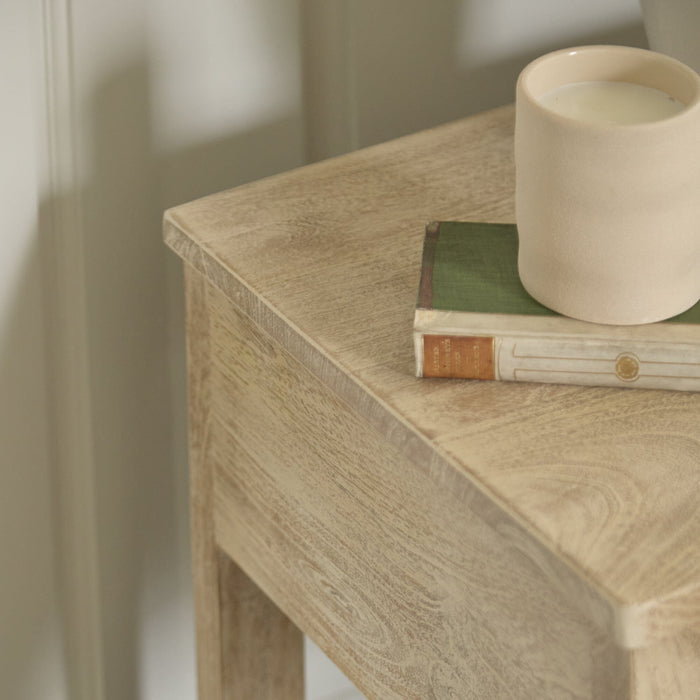 Jade 1 Drawer bedside Table - Chalked Mango Wood - Laura James