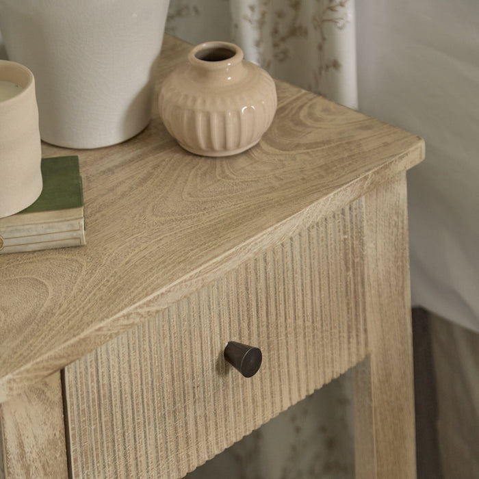 Jade 1 Drawer bedside Table - Chalked Mango Wood - Laura James