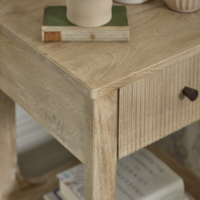 Jade 1 Drawer bedside Table - Chalked Mango Wood - Laura James