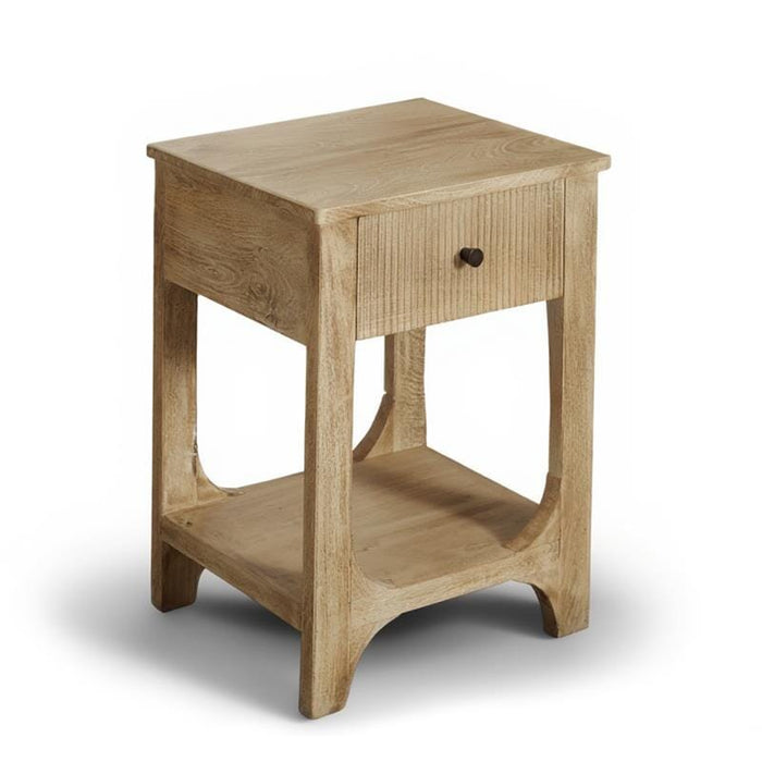 Jade 1 Drawer bedside Table - Chalked Mango Wood - Laura James