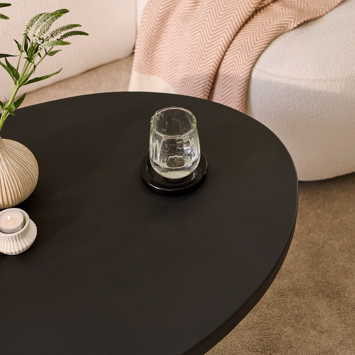 Jade Jet Black Mango Wood Oval Coffee Table - Laura James