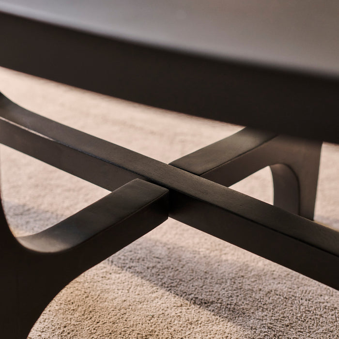 Jade Jet Black Mango Wood Oval Coffee Table - Laura James