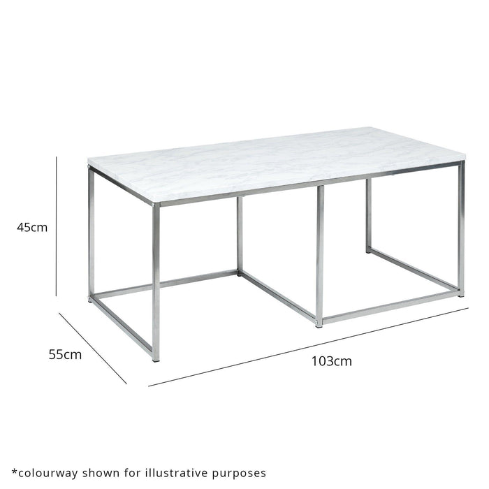 Jay coffee table - concrete effect and chrome - Laura James