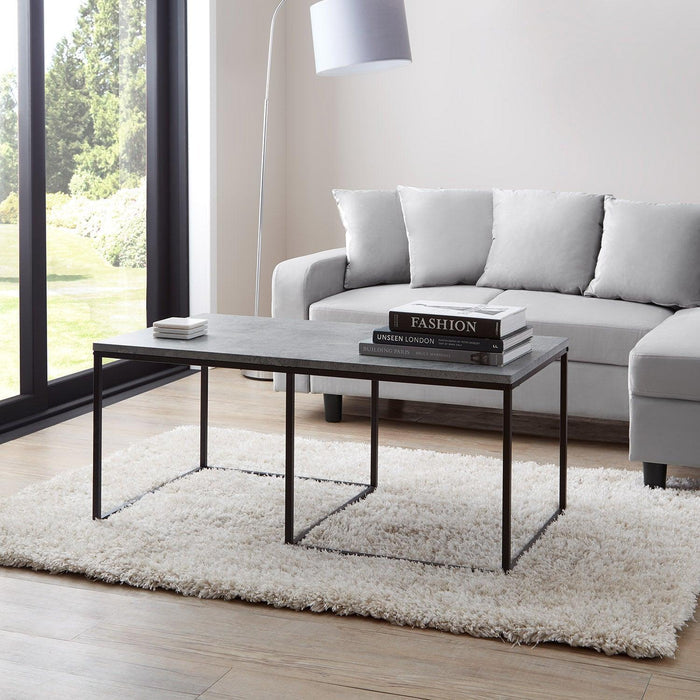 Jay coffee table and side table set - concrete effect and black - Laura James