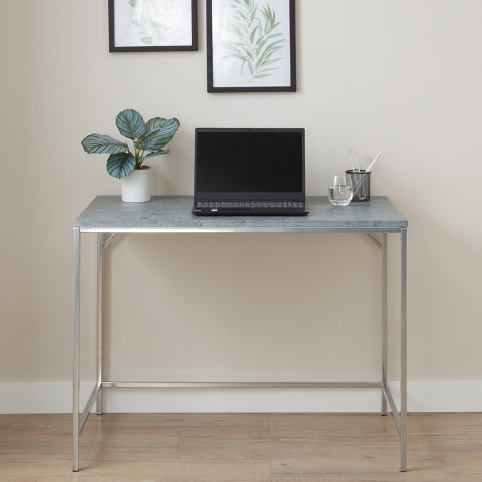Jay desk - concrete effect and chrome - Laura James