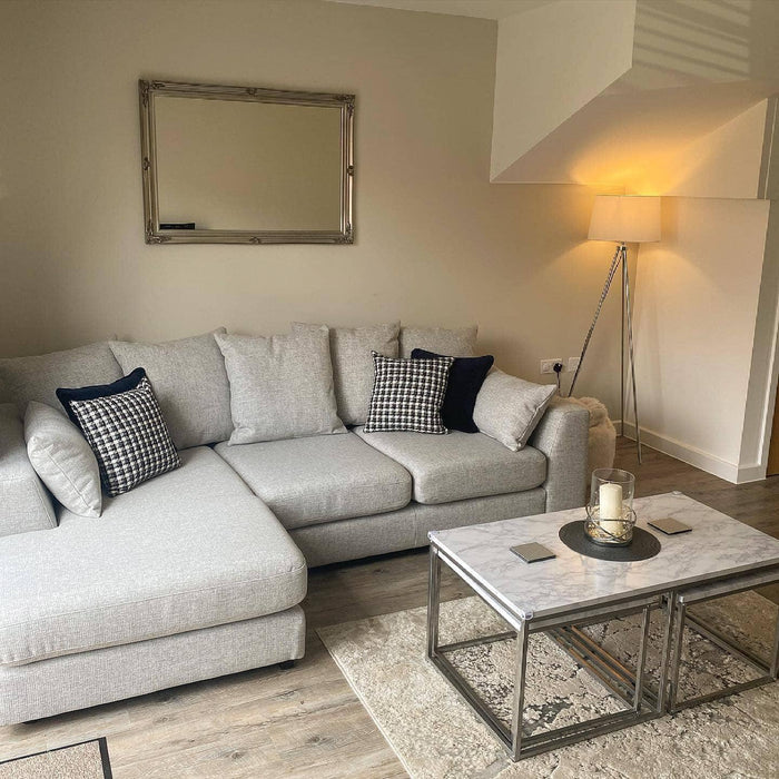 Outlet - Jay Large Coffee Table - Marble Effect and Chrome - Laura James