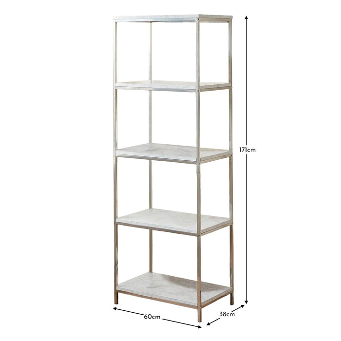 OUTLET - Jay Marble and Chrome Tall Bookcase