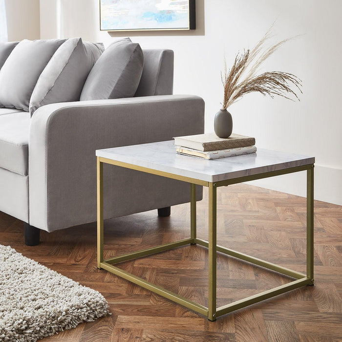 Jay coffee table and side table set - marble effect and gold - Laura James