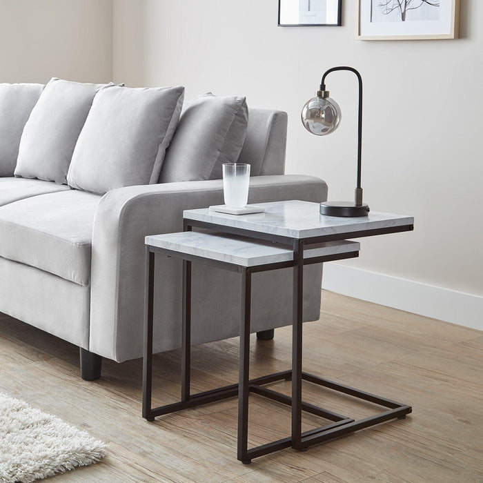 Jay nest of tables - Marble effect and black - Laura James