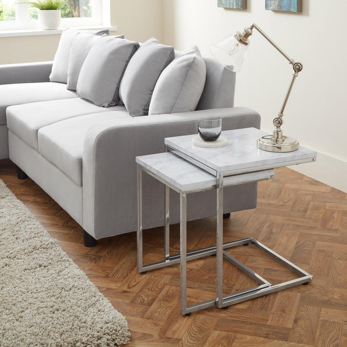 Jay nest of tables - Marble effect and chrome - Laura James