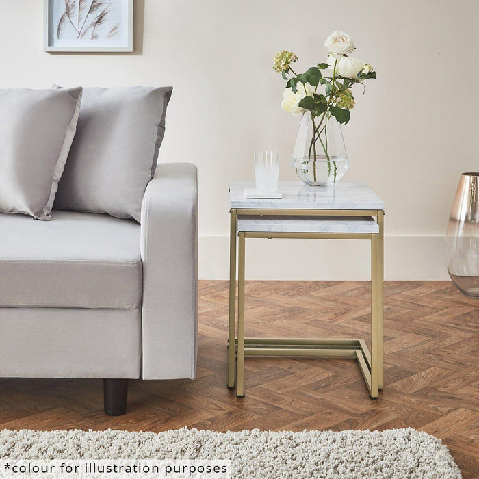 Jay nest of tables - Marble effect and chrome - Laura James