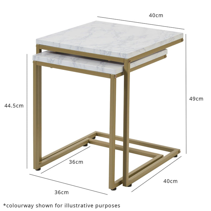 Jay nest of tables - Marble effect and chrome - Laura James