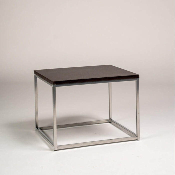 Jay side table - walnut effect and chrome