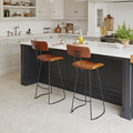 Jayden Tan Leather Bar Stool
