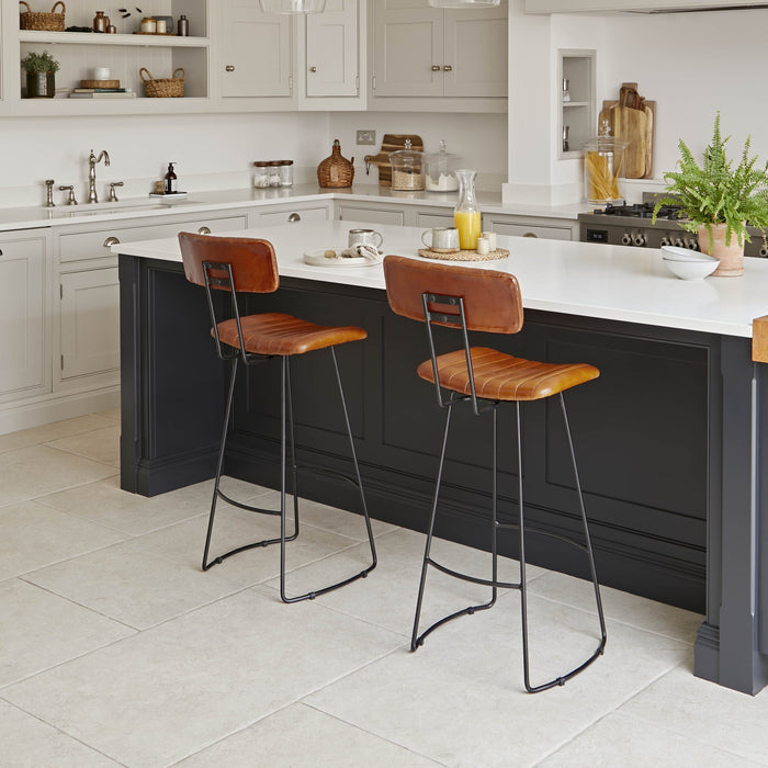 Jayden Tan Leather Bar Stool