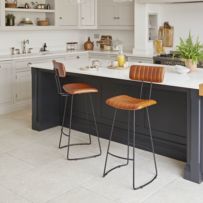 Jayden Tan Leather Bar Stool