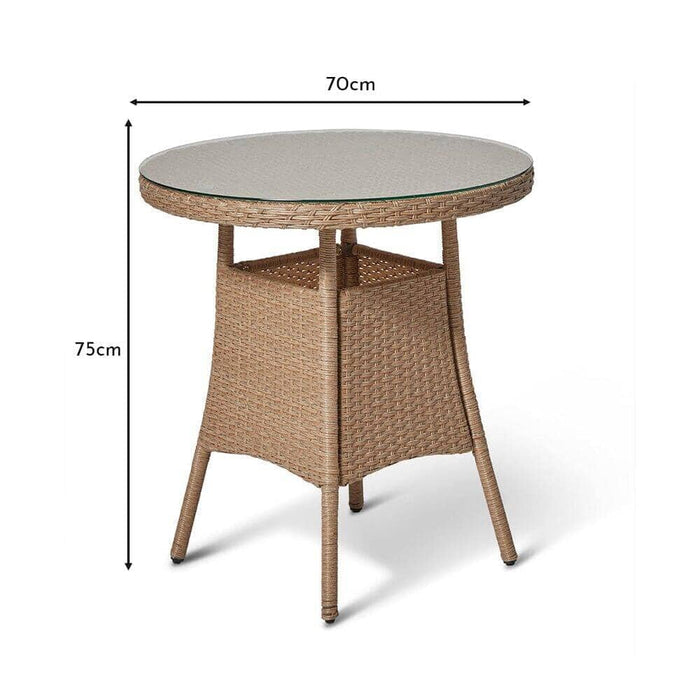 Kemble Natural Brown 2 Seater Rattan Bistro Set - Laura James