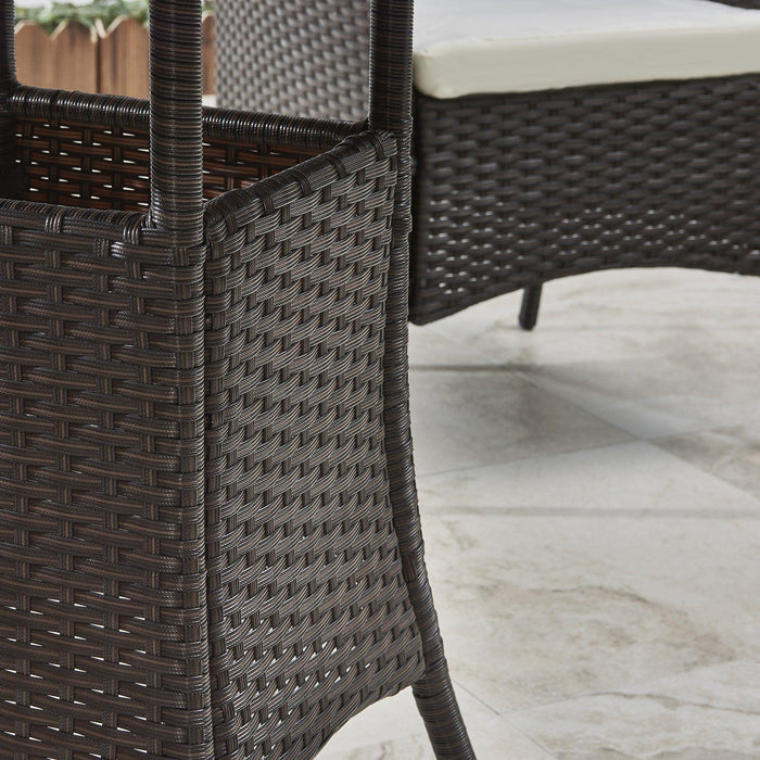 2 Seater Rattan Bistro Dining Set in Brown - Garden Furniture Outdoor Laura James