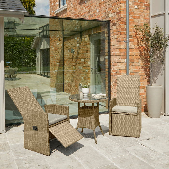 Outlet - Kemble/Marston Garden Reclining Chair with Cushion - Natural Brown