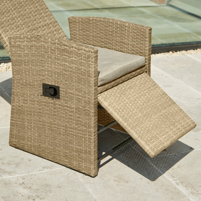 Kemble/Marston Outdoor Reclining Chair with Cushion Natural Brown - Laura James