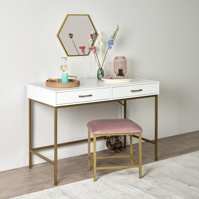 Outlet- Kirton 50x43cm Metal Hexagon Mirror - Gold - Laura James