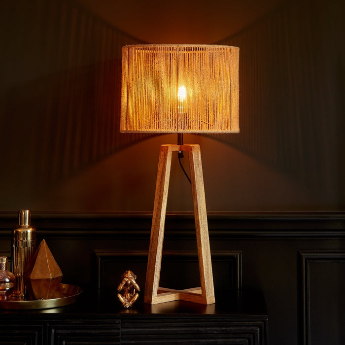 Outlet - Konduru Large Cross Base Natural Jute Table Light