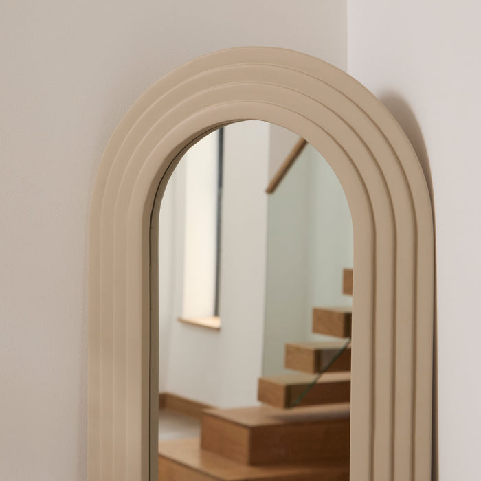 Kubu 170 x 50cm Wooden Arch Mirror - Taupe - Laura James