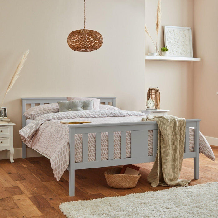 Grey wooden double bed frame - Laura James