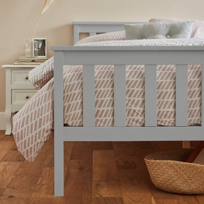 Grey wooden double bed frame - Laura James