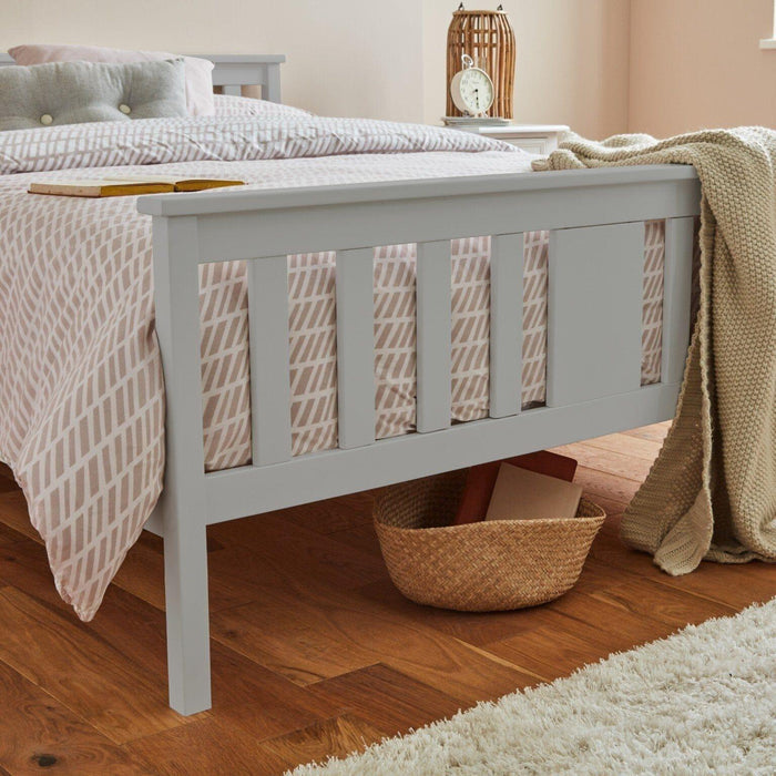 Grey wooden double bed frame - Laura James