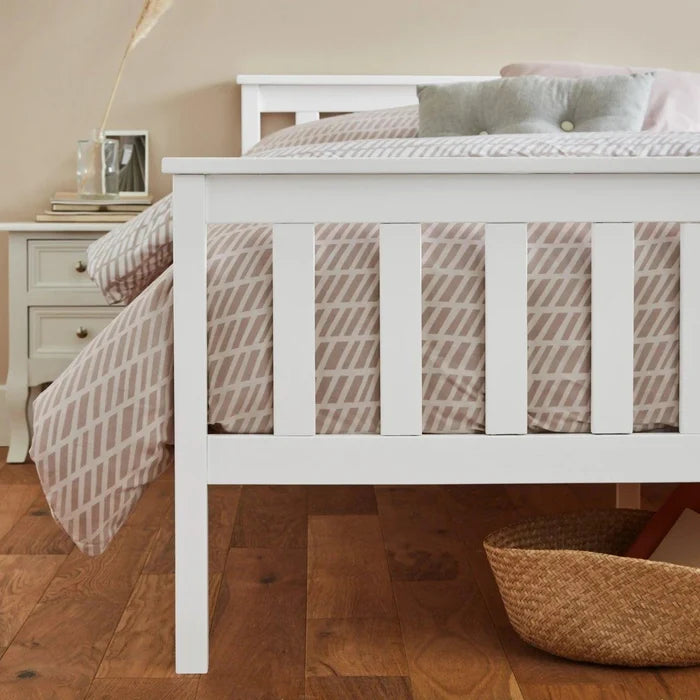 White wooden king size bed frame - Laura James