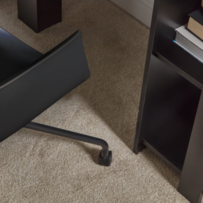 Logan Swivel Chair - Black with Black Legs - Laura James