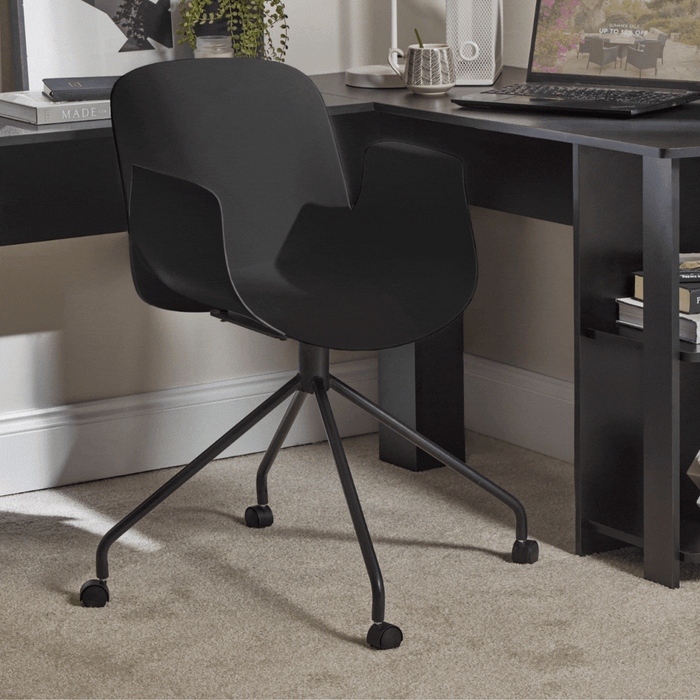 Logan Office Swivel Chair - Black with Black Legs - Laura James