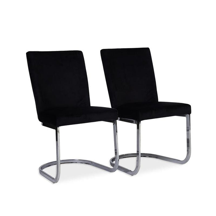 Lola Black Dining Chairs - Set of 2 - Chrome Legs - Laura James
