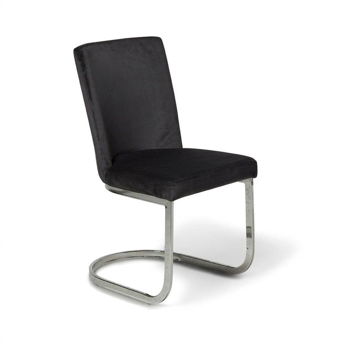 Lola Black Velvet Dining Chair with Chrome Legs - Laura James