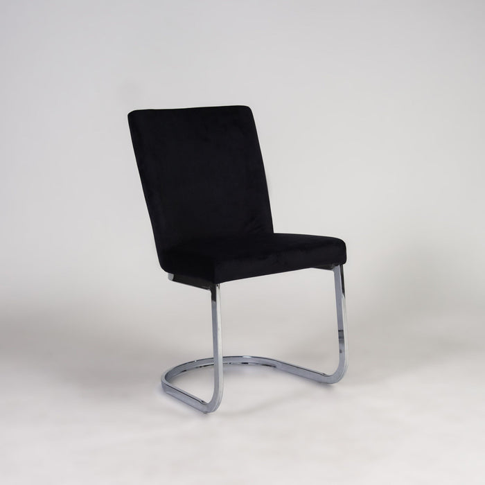 Lola Black Velvet Dining Chair with Chrome Legs - Laura James