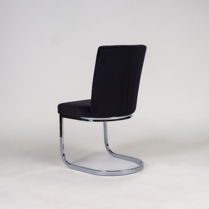 Lola Black Velvet Dining Chair with Chrome Legs - Laura James