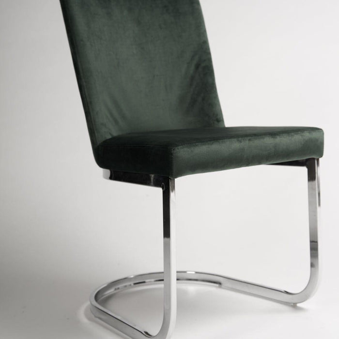 Lola Green Velvet Dining Chair with Chrome Legs - Laura James