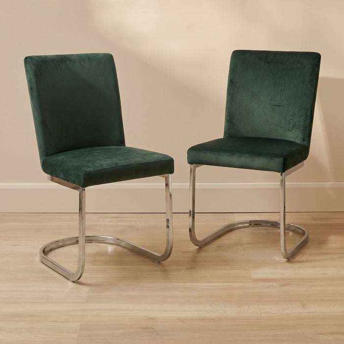 OUTLET - Lola Green Dining Chairs - Set of 2 - Chrome Legs - Laura James