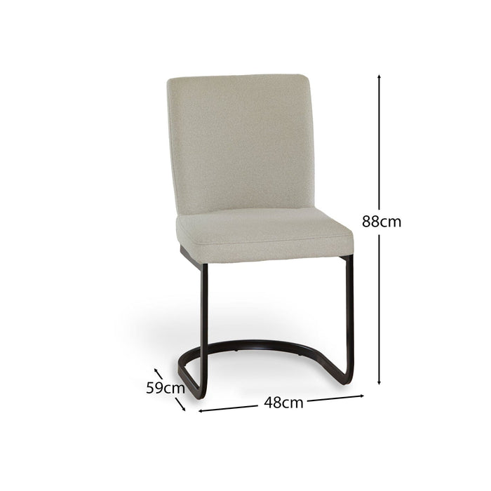 Lola Dining Chairs - Set Of 2 - Beige Boucle with Black Legs - Laura James
