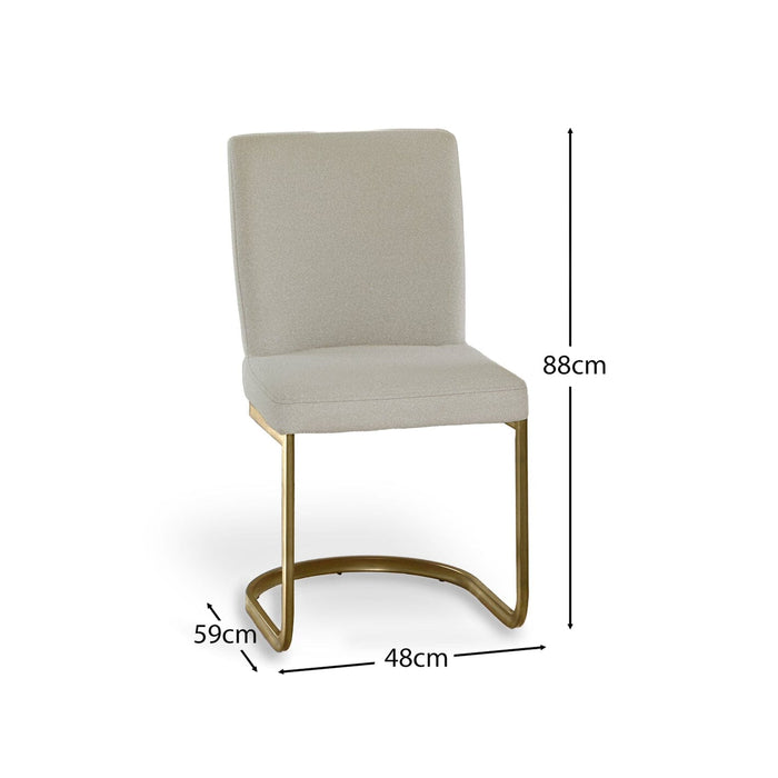 Lola Dining Chairs - Set Of 2 - Beige Boucle with Gold Legs - Laura James