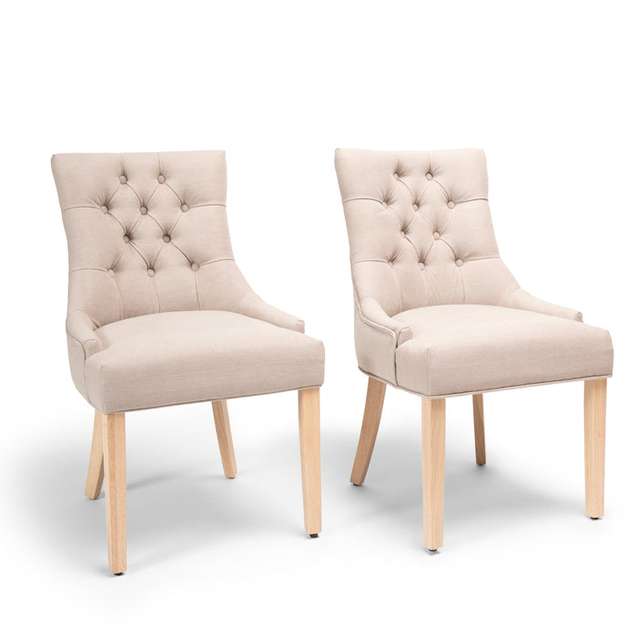 Outlet - Louis Sand Dining Chairs - Set of 2 - Whitewash Legs