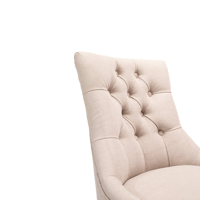 Louis Dining Chairs - Set Of 2 - Soft Beige with Whitewash Legs - Laura James
