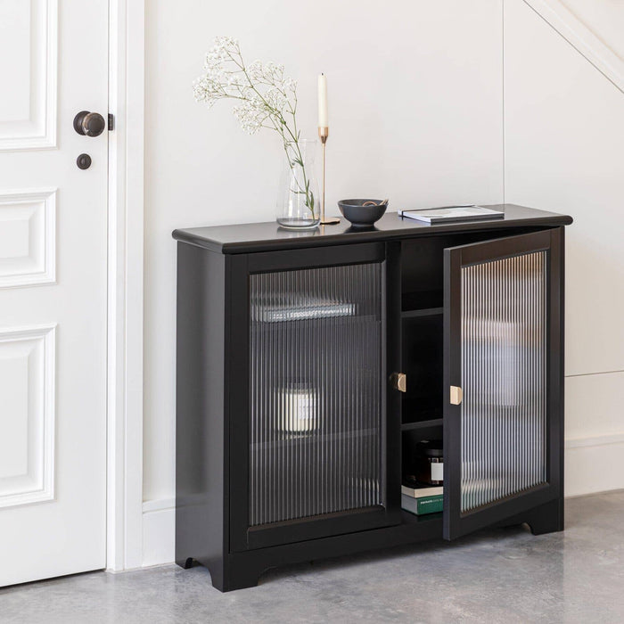 Lua Narrow 2 Door Sideboard in Noir Black