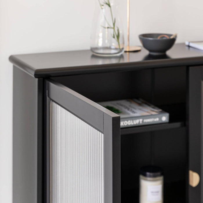 Lua Narrow 2 Door Sideboard in Noir Black - Laura James