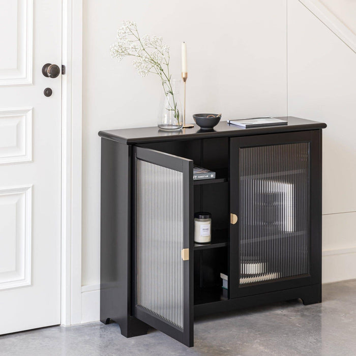 Lua Narrow 2 Door Sideboard in Noir Black - Laura James