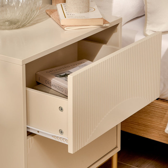 Luella 50cm 2 Drawer Bedside Table - Taupe - Laura James