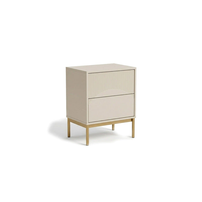 Luella 50cm 2 Drawer Bedside Table - Taupe - Laura James